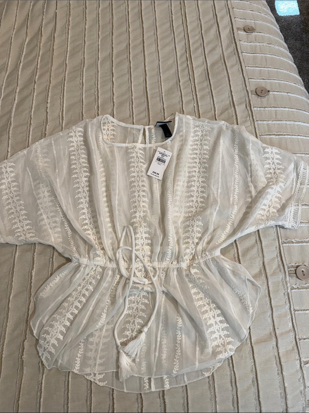 Daytrip White Embroidered Drawstring Tunic